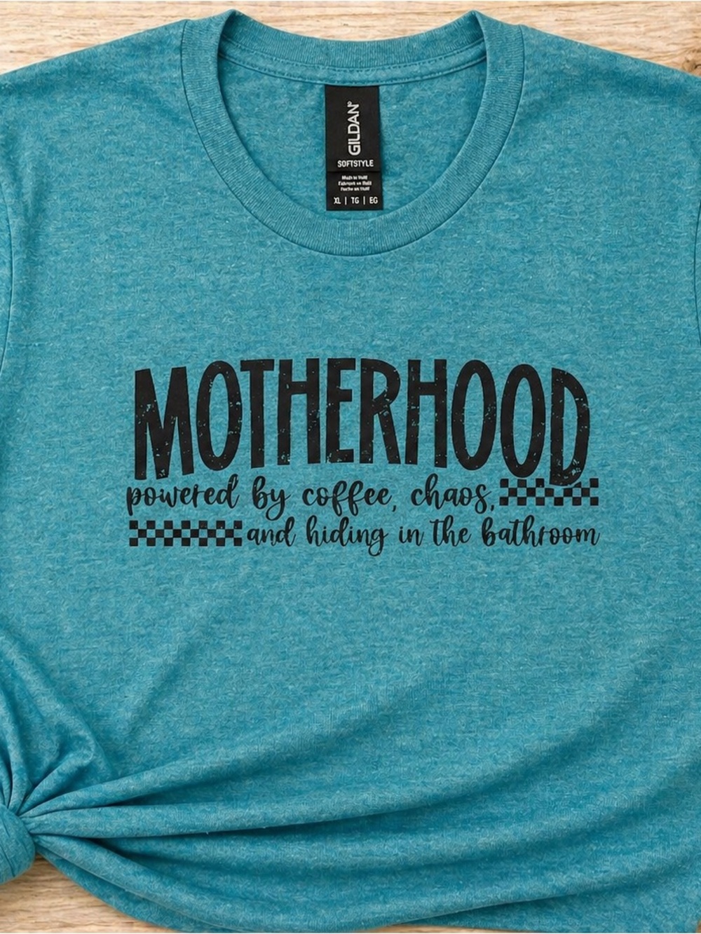 Gildan Teal Softstyle Crewneck Tee “Motherhood”